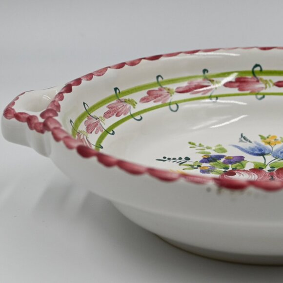 VTG Gmundner Keramik Austria Handpainted Flowers Roses Handled Candy Dish Bowl - Picture 2 of 5